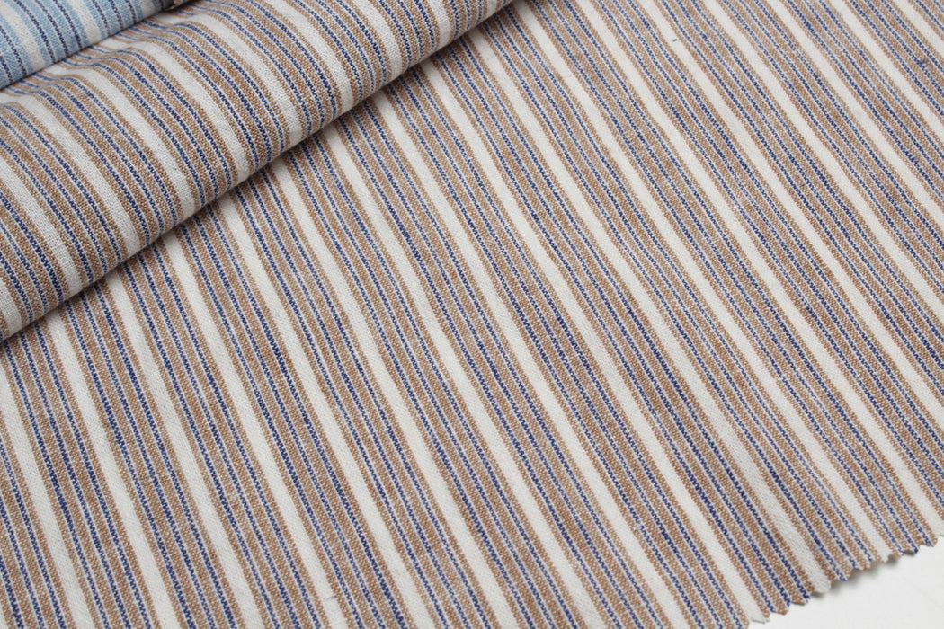 swatch-Rustic Linen Cotton Canvas – Stripes-Fabric-FabricSight
