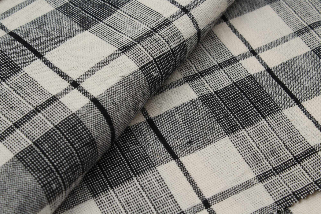 swatch-Rustic Linen Cotton - Stripes and Checks - 7 Variants Available-Fabric-FabricSight