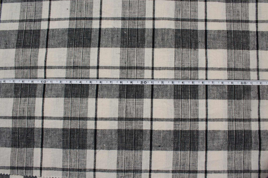 swatch-Rustic Linen Cotton - Stripes and Checks - 7 Variants Available-Fabric-FabricSight