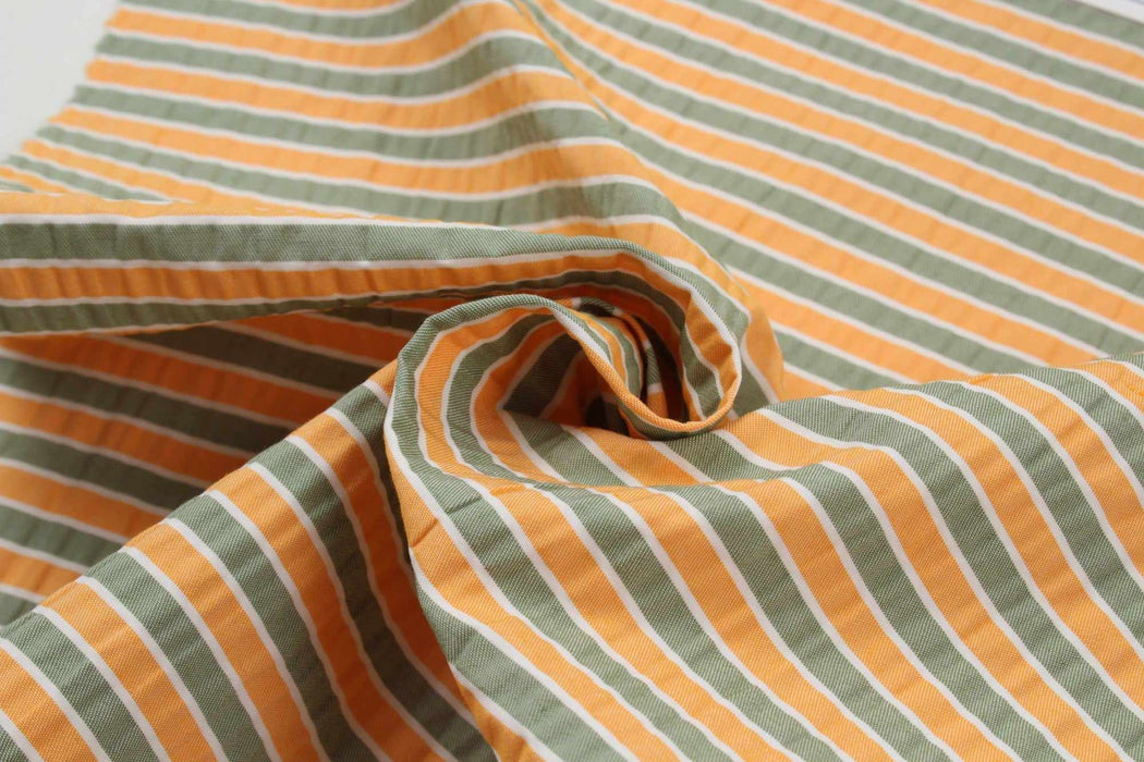 swatch-Seaqual™ Recycled Polyester and Cotton Wrinkled Effect Fabric - Stripes-Fabric-FabricSight