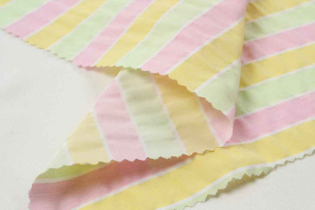 swatch-Seaqual™ Recycled Polyester and Ecovero Viscose Wrinkled Effect Fabric - Stripes-Fabric-FabricSight