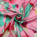 swatch-Shiny Satin - Pink - Flowers Print-Fabric-FabricSight