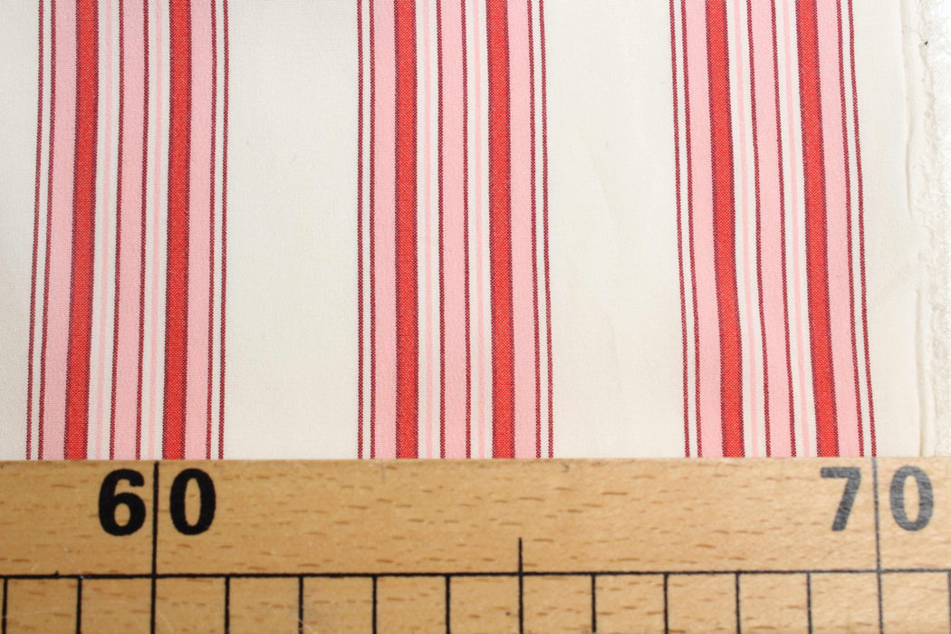 swatch-Silk Georgette Stripe Fabric – Burgundy & Pink – Fluid & Lightweight-Fabric-FabricSight