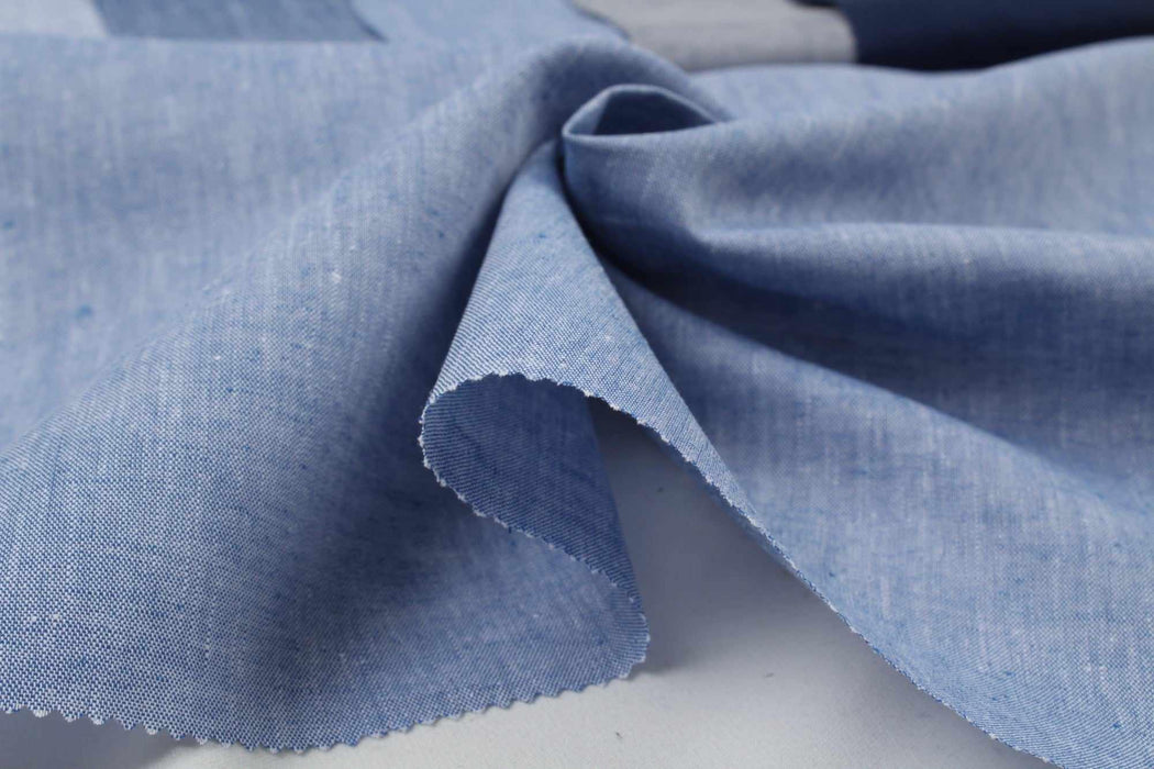 swatch-Slub Cotton Linen Fabric for Summer - Blue - 4 Variants-Fabric-FabricSight
