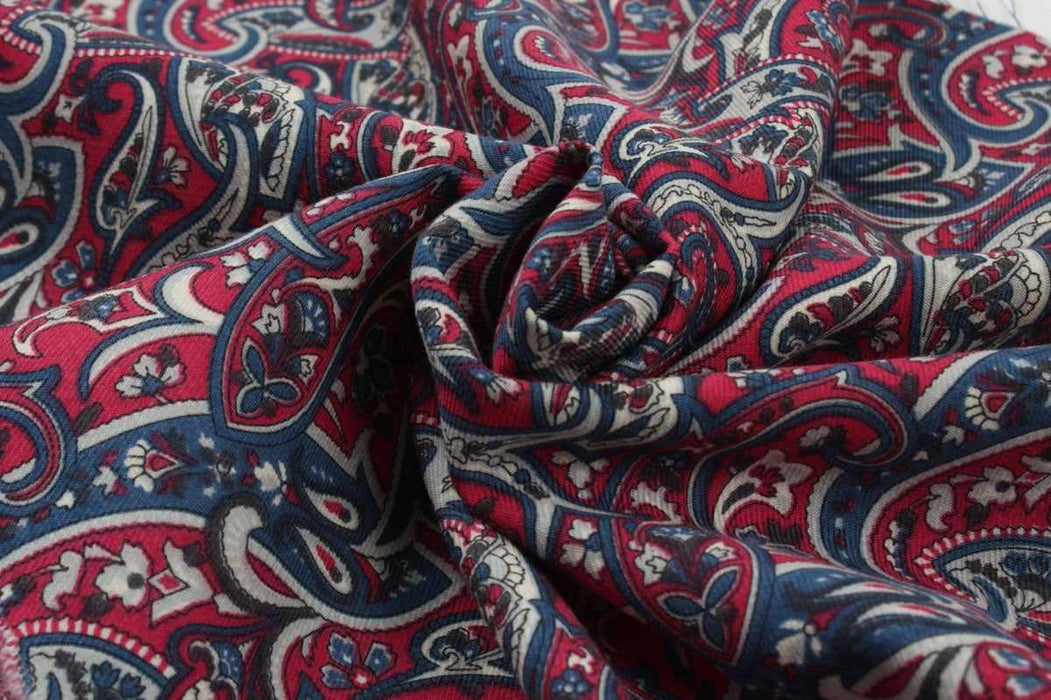 swatch-Soft Printed Wool Twill - Paisley-Fabric-FabricSight