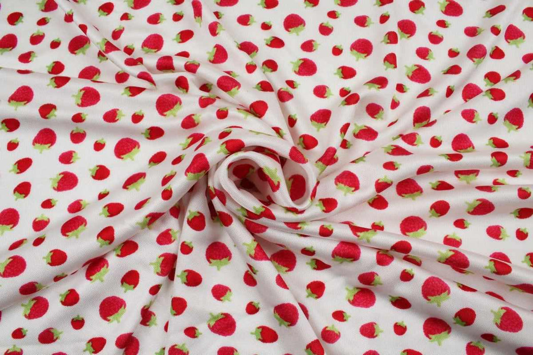 swatch-Soft Viscose Jersey - Strawberries Print-Fabric-FabricSight
