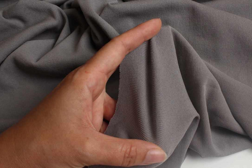 swatch-Stretch Cotton Crepe Jersey - Grey-Fabric-FabricSight