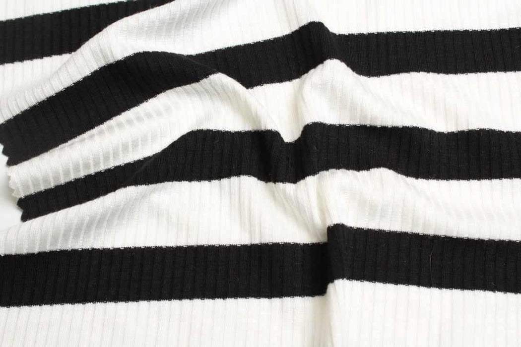swatch-Stretch Viscose 2x2 Stripes Rib - 3 colors available-Fabric-FabricSight