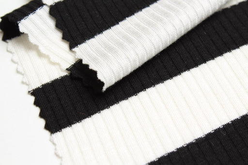 swatch-Stretch Viscose 2x2 Stripes Rib - 3 colors available-Fabric-FabricSight