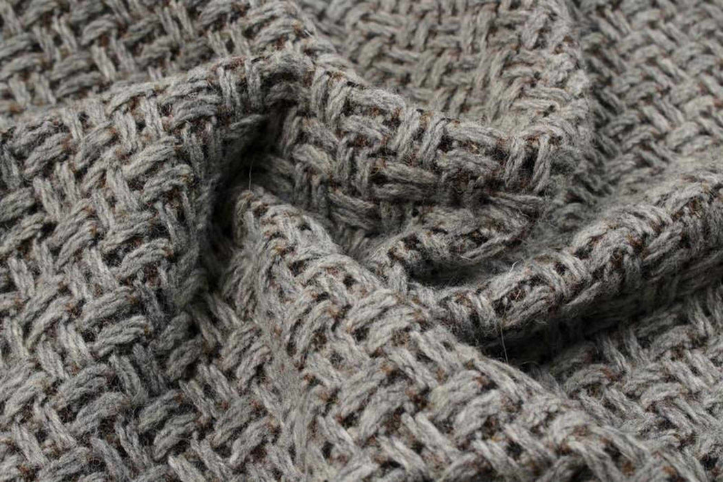 swatch-Structured Recycled Wool Jacquard for Outwear - Grey-Fabric-FabricSight