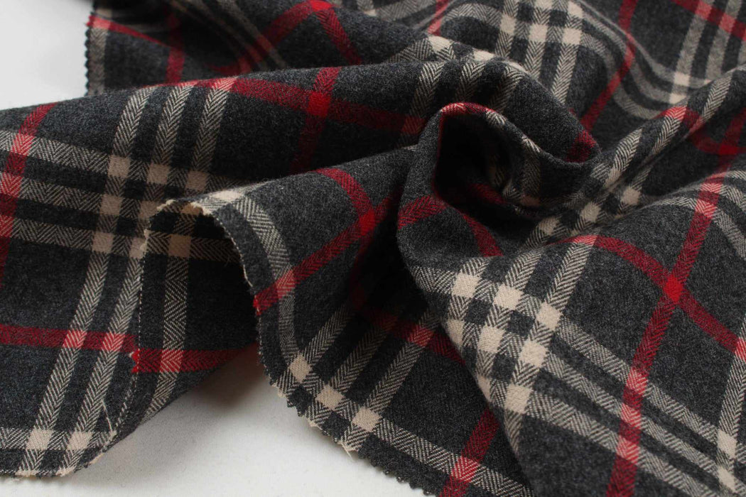 swatch-Tartan Checks Cotton Brushed Flannel for Shirting-Fabric-FabricSight