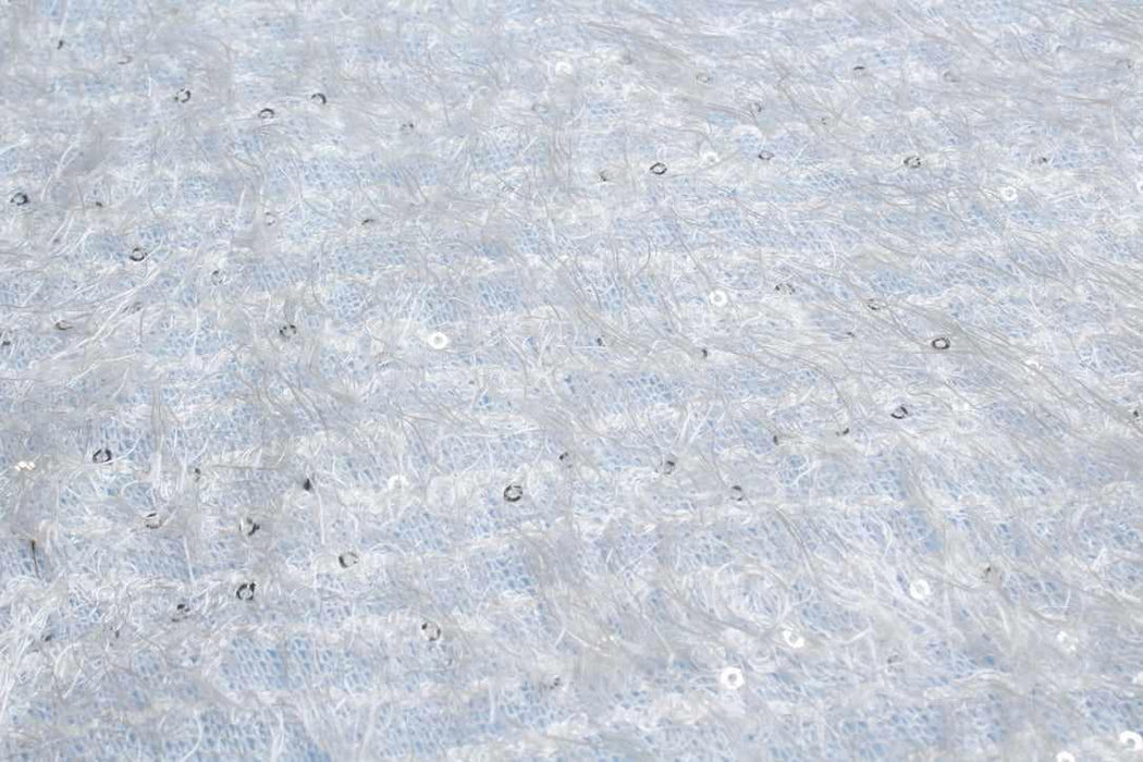 Textured Sequin Knit Fabric – Hairy Jersey – White – Designer Deadstock-Fabric-FabricSight