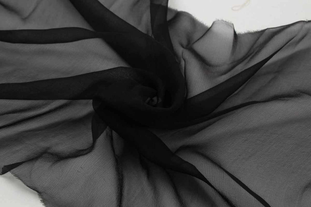 swatch-Ultra Light Chiffon Silk - Black-Fabric-FabricSight