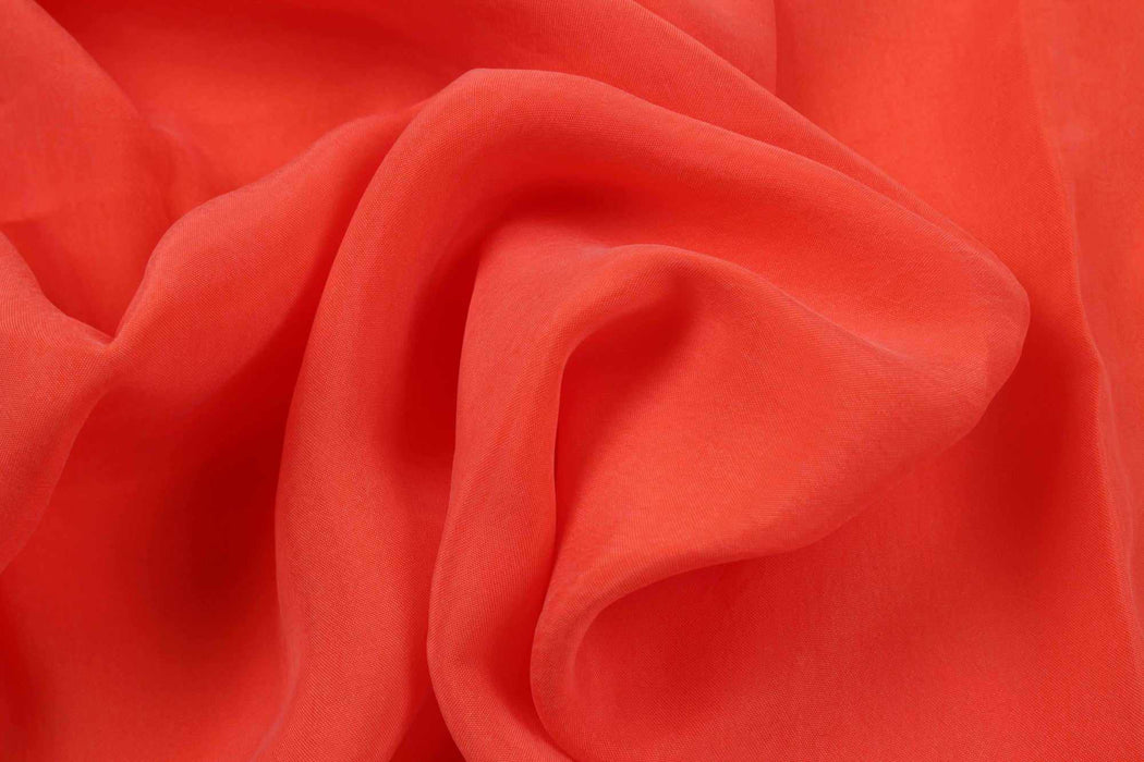 swatch-Vegan silk - Cupro Satin - SCARLET (+50 Colors Available)-Fabric-FabricSight