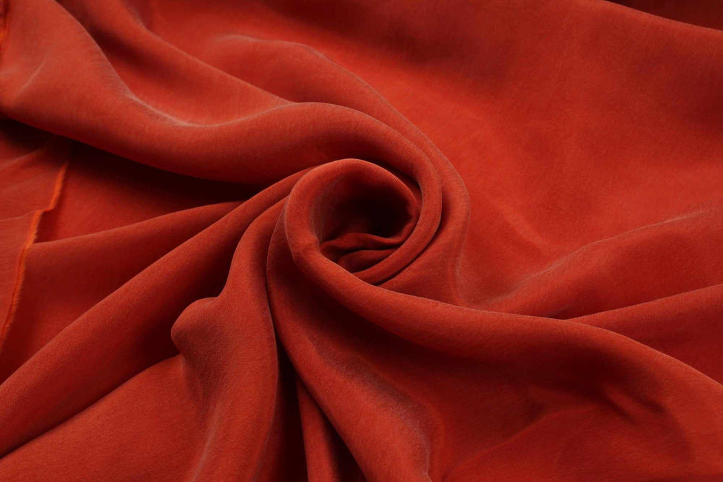 swatch-Vegan silk - Cupro Satin - SCARLET (+50 Colors Available)-Fabric-FabricSight