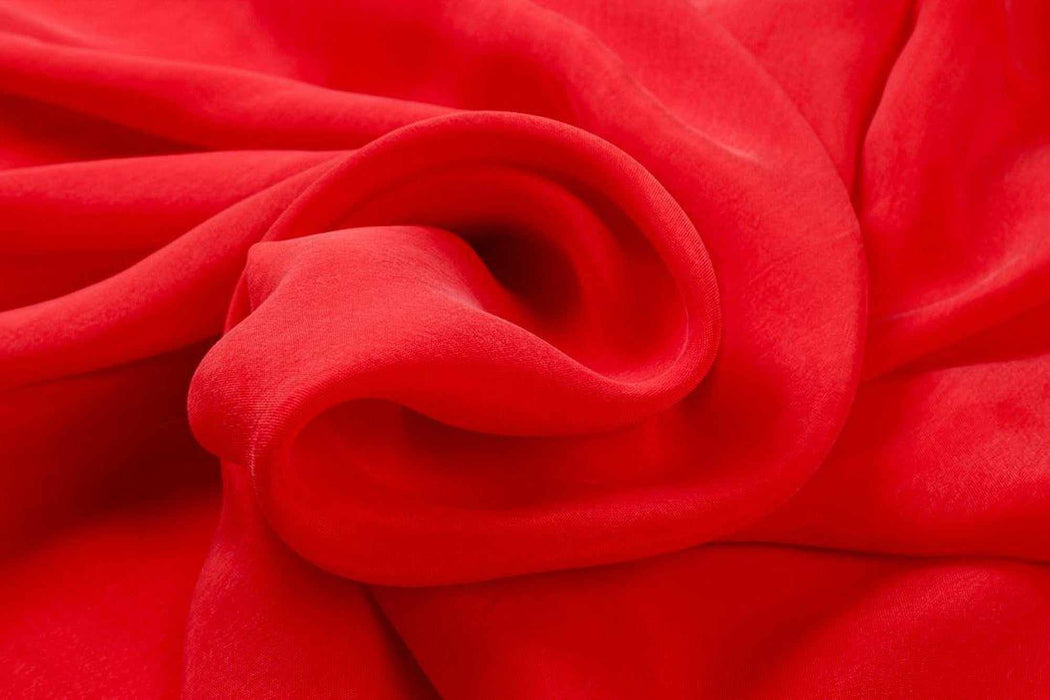 swatch-Vegan silk - Cupro Satin - SCARLET (+50 Colors Available)-Fabric-FabricSight