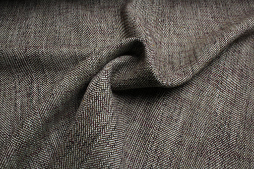 swatch-Virgin Wool & Cotton Herringbone Coating – Yarn Dyed – Grey & Brown Mélange-Fabric-FabricSight