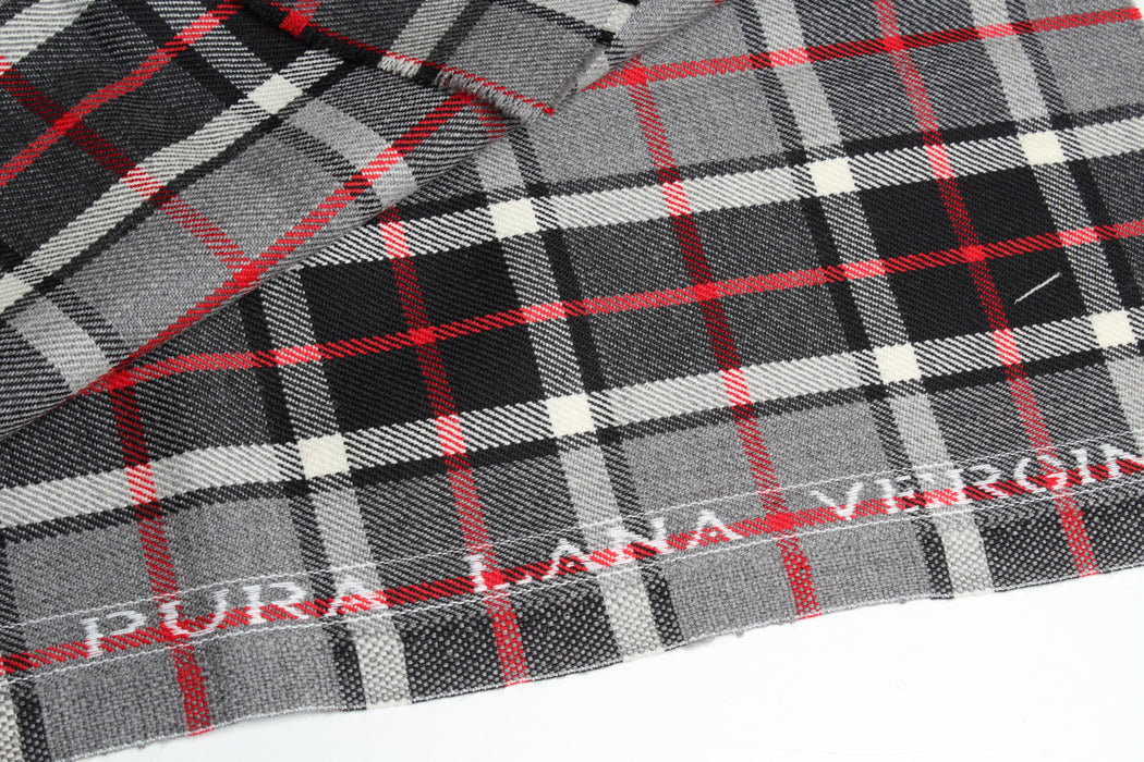 swatch-Virgin Wool Plaid for Blazers and Coats from Luxury Maison-Fabric-FabricSight