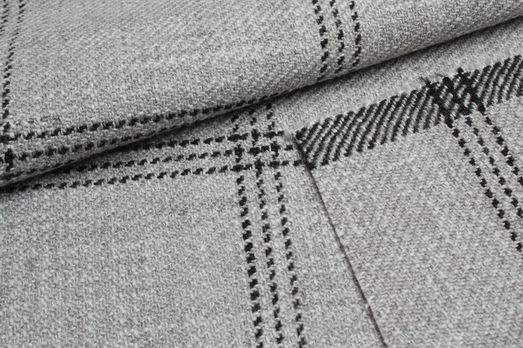 swatch-Virgin Wool and Cotton Windowpane for Coats and Jackets-Fabric-FabricSight