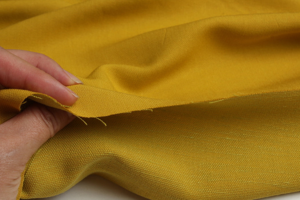 swatch-Viscose-Linen Dobby – Gold Mustard – Spanish Deadstock-Fabric-FabricSight