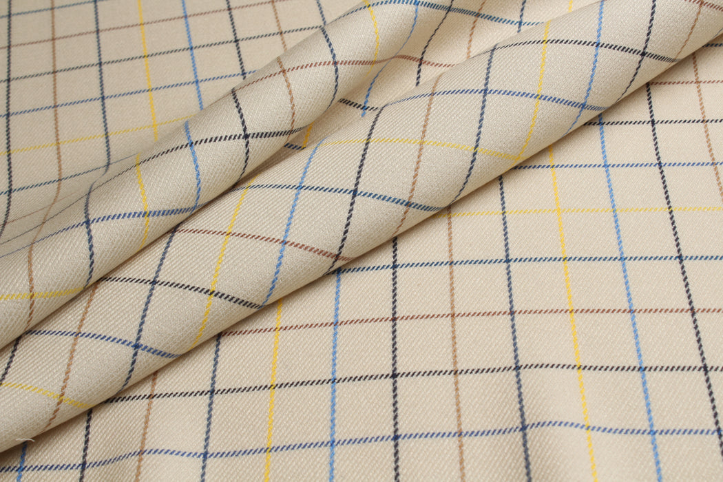 swatch-Viscose Tencel™ Windowpane Check Fabric – Spanish Deadstock-Fabric-FabricSight