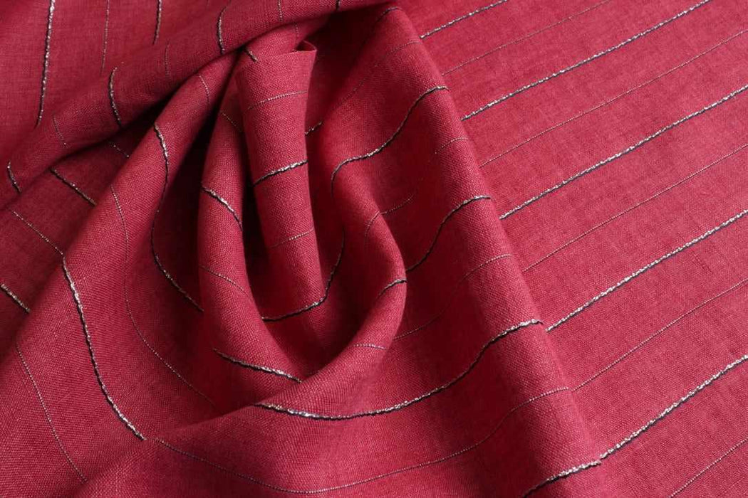 swatch-Washed Linen With Lurex - Stripes-Fabric-FabricSight