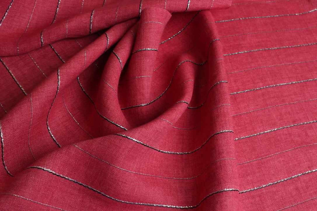 swatch-Washed Linen With Lurex - Stripes-Fabric-FabricSight