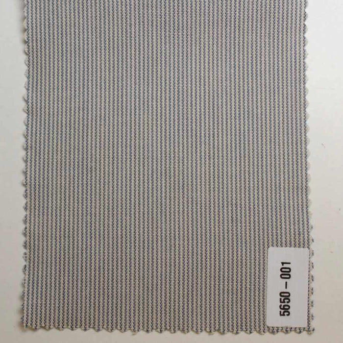 swatch-Washed Organic Cotton Shirting – Blue & Ecru Stripes-Fabric-FabricSight