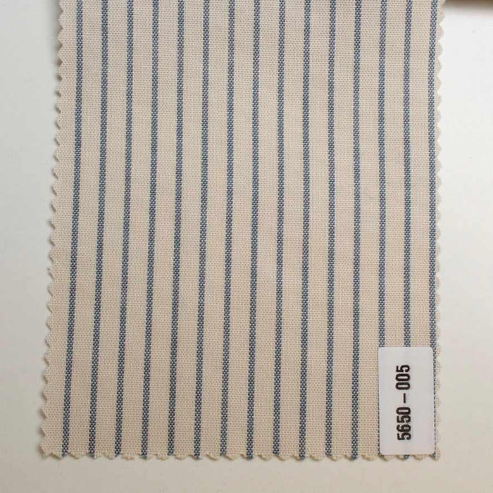 swatch-Washed Organic Cotton Shirting – Blue & Ecru Stripes-Fabric-FabricSight
