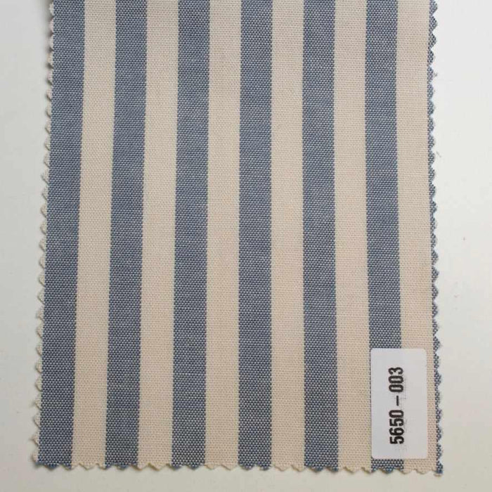swatch-Washed Organic Cotton Shirting – Blue & Ecru Stripes-Fabric-FabricSight