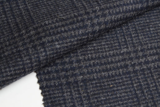 swatch-Wool Blend Prince of Wales Coating – Grey & Navy Check – Reorderable-Fabric-FabricSight