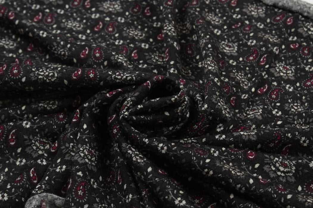 swatch-Wool Blend Printed Jersey - Stretch - Paisley-Fabric-FabricSight