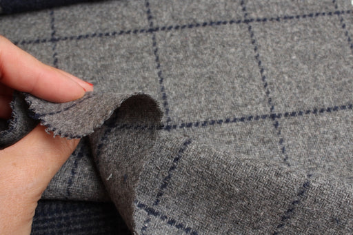 swatch-Wool Blend Windowpane Coating – Grey & Navy Check – Reorderable-Fabric-FabricSight