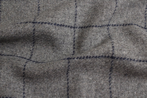 swatch-Wool Blend Windowpane Coating – Grey & Navy Check – Reorderable-Fabric-FabricSight