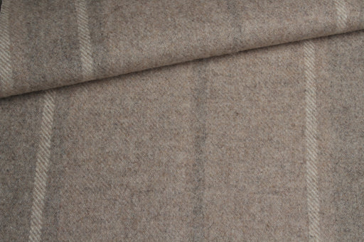 swatch-Wool Felt Coating Fabric – Brushed Wool Blend – Beige Stripe – Designer Deadstock-Fabric-FabricSight