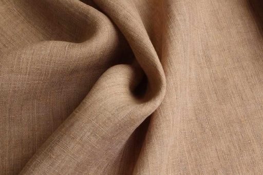 swatch-Yarn Dyed Beige/Camel, Mid-Weight Washed Linen-Fabric-FabricSight