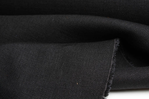 swatch-Yarn Dyed Mid-Weight Washed Linen - Black-Fabric-FabricSight