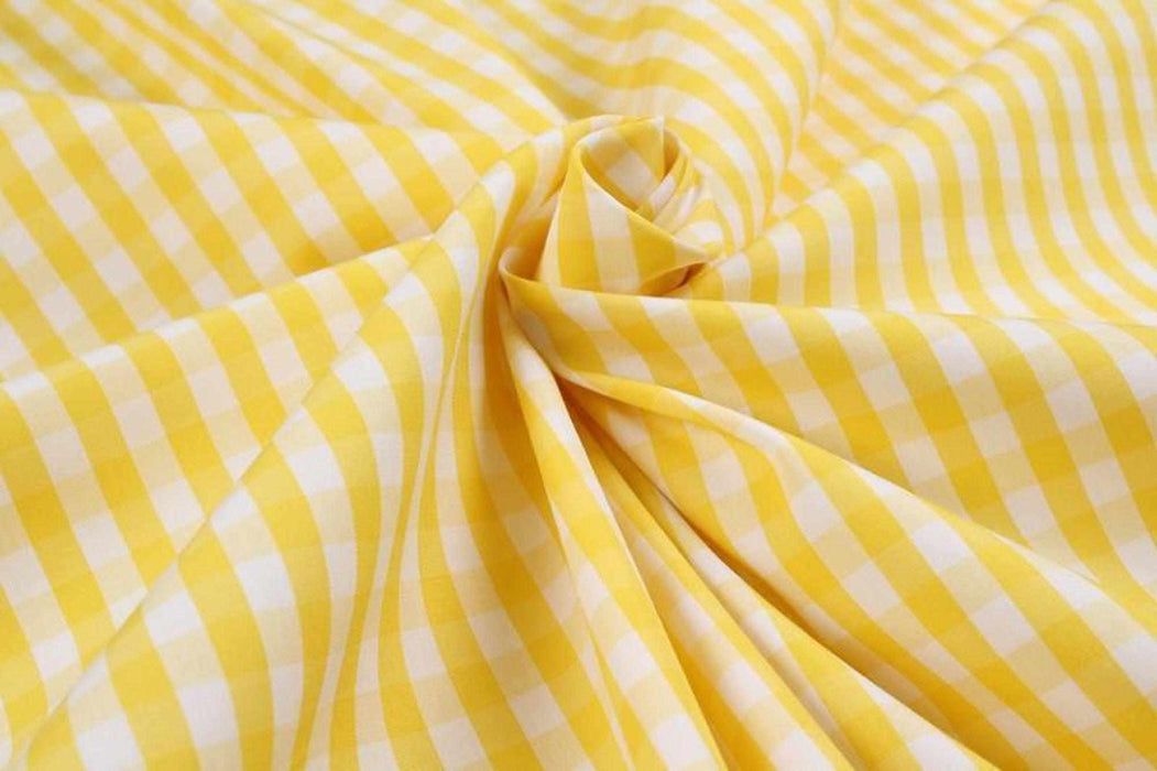 swatch-Yellow Vichy Cotton Poplin - Ne 60/2 - 8 colors stock service-Fabric-FabricSight