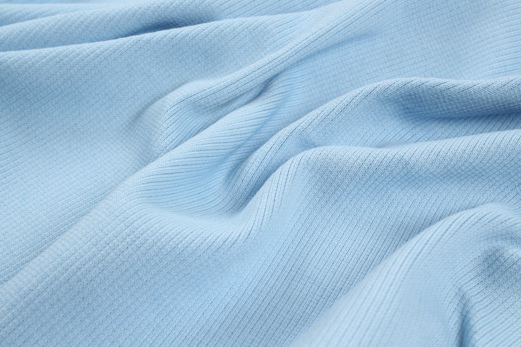 Organic Cotton Stretch Rib 2x2 - Placid Blue-Fabric-FabricSight